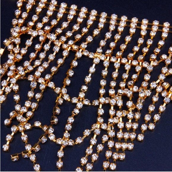 Crystal Lingerie Thong Panties Body Chain Bra Body Jewelry Rhinestone Underwear - Picture 5 of 6